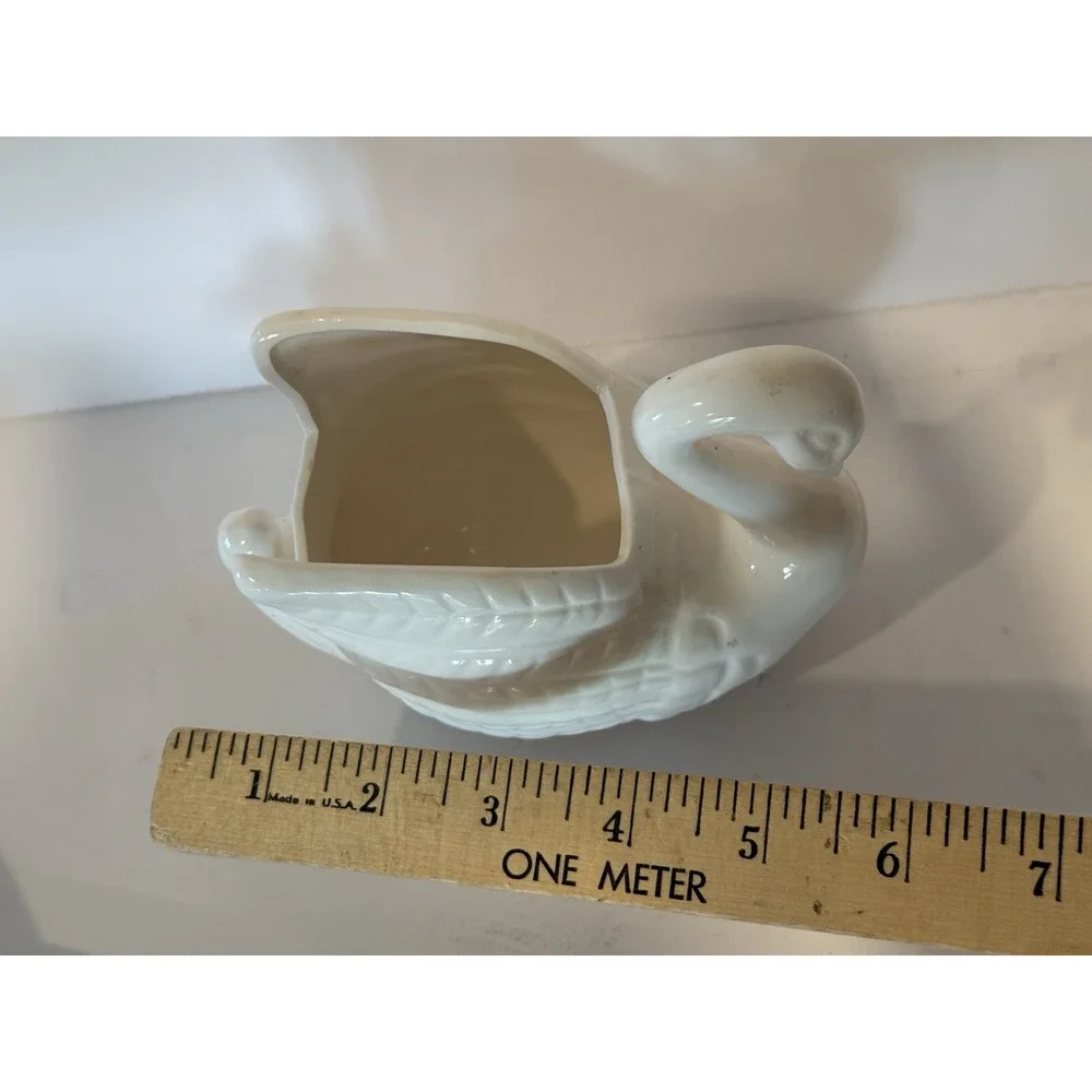 VTG Swan Ceramic White Planter Vase Figurine Cactus Pot Home Garden Desk